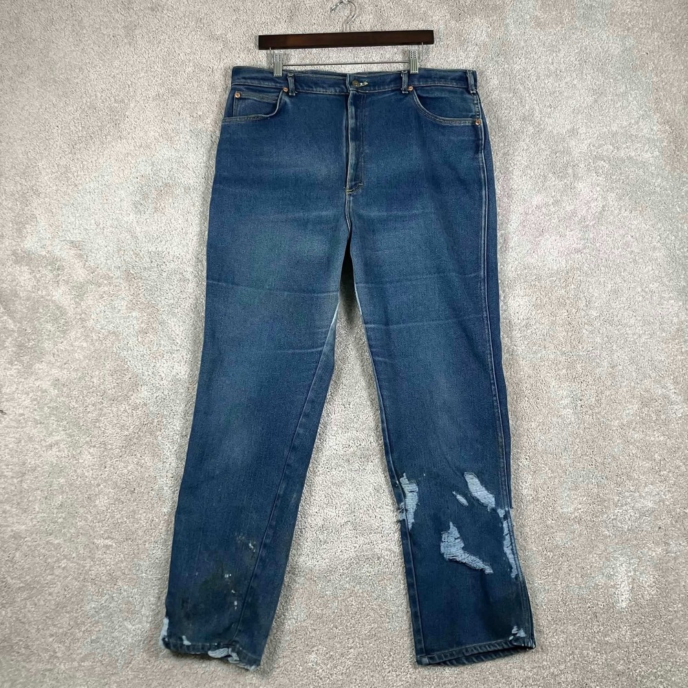 Vintage 70s Lee Mens Jeans Size 40 Distressed Made in USA Straight Leg Denim 80s